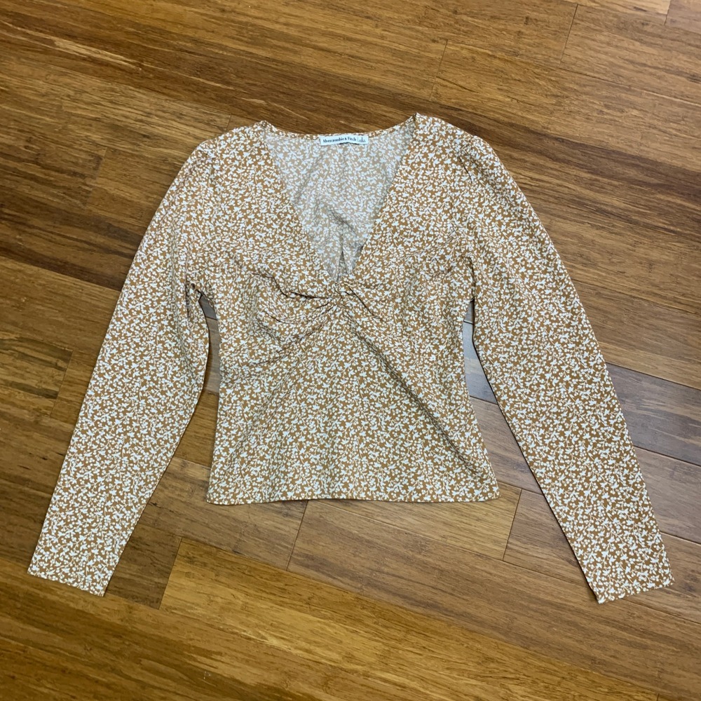 Abercrombie & Fitch Floral‎ Print Long Sleeve Top Smocked Back Women Size Small